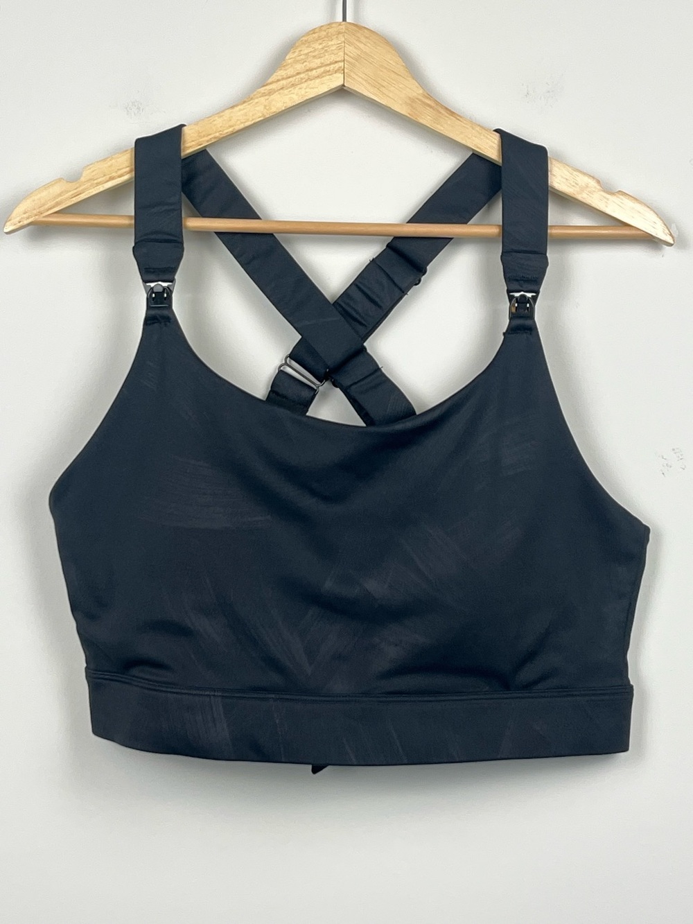 Sweat & Milk black paint stroke  pumping nursing sports style bra, XL.